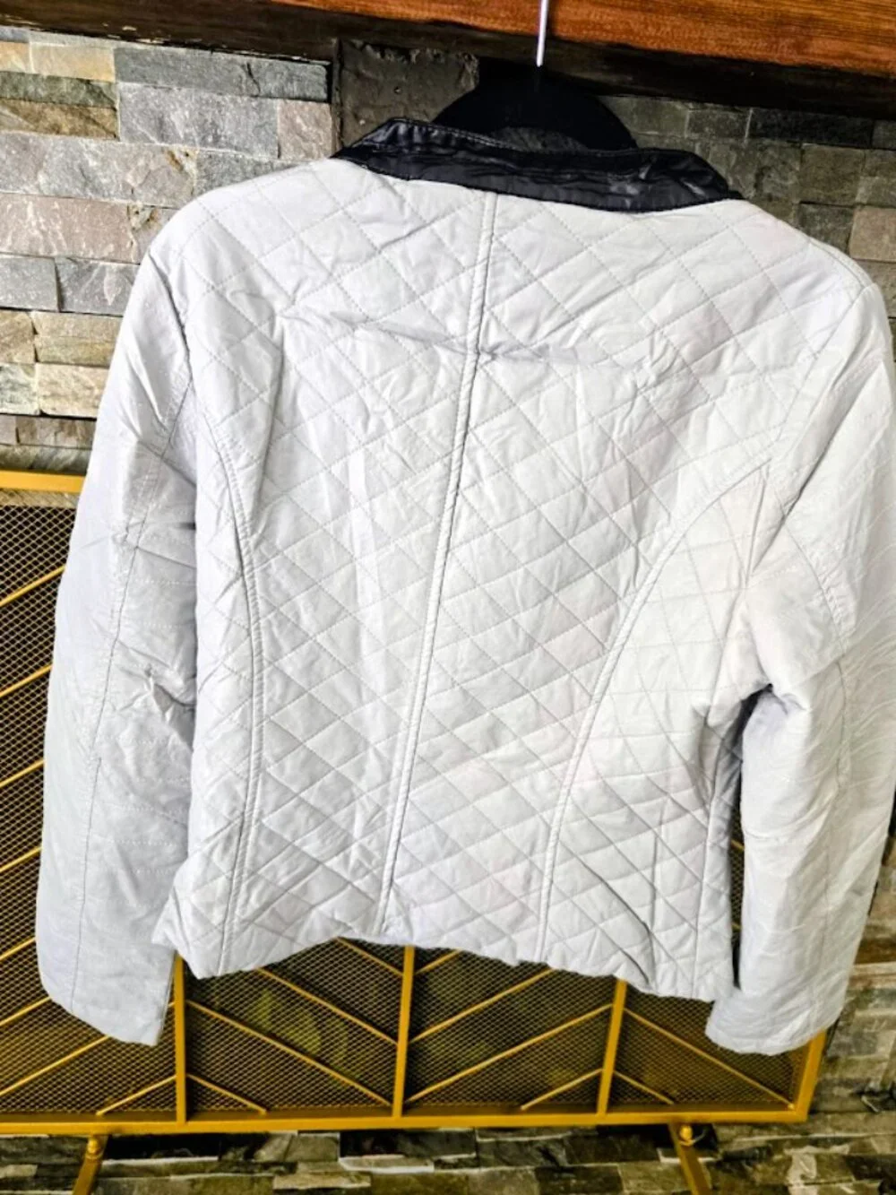 NWT Olivia Miller Girls Youth XL Quilted Moto Jacket Off-White
